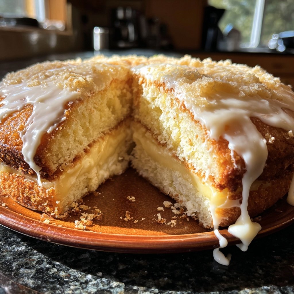 Blechkuchen mit Vanillefüllung