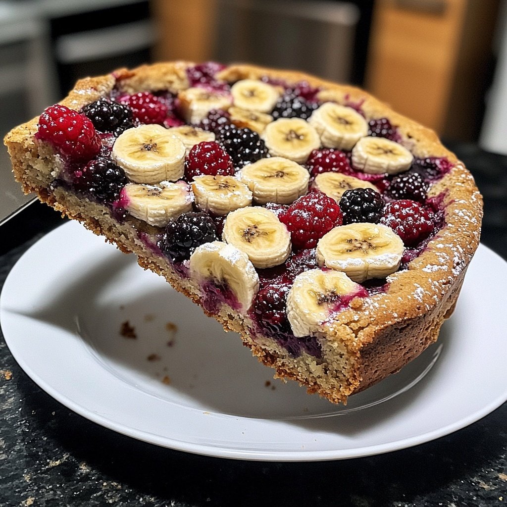 Bananenkuchen mit Beeren