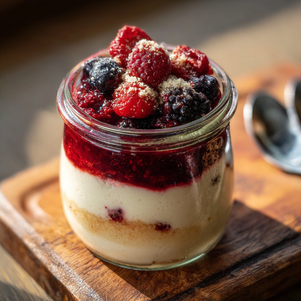 Frühstück im Glas mit Skyr und Beeren