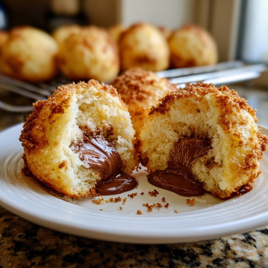 Quarkbällchen gefüllt mit Nougat