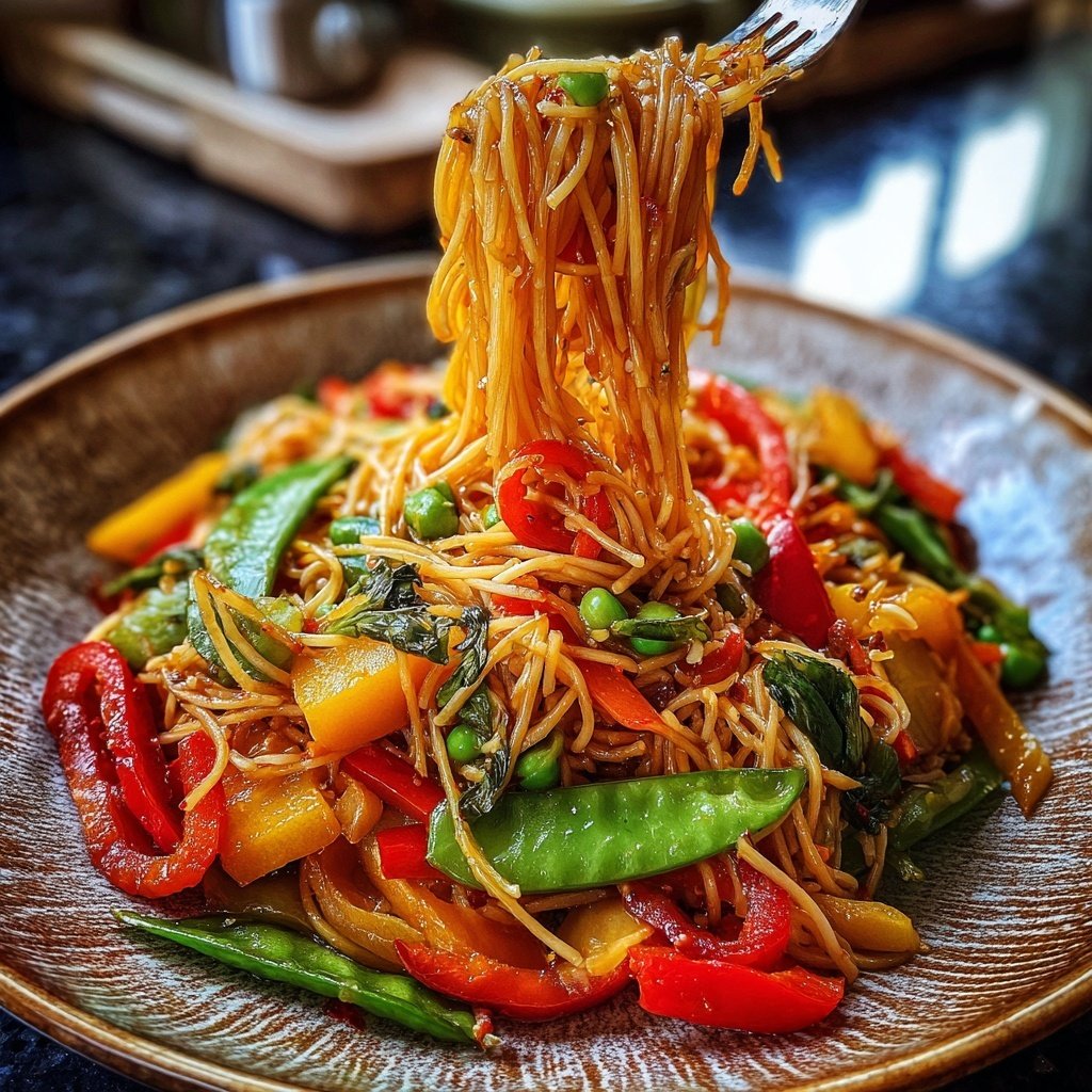 Gemüsepfanne mit Reisnudeln